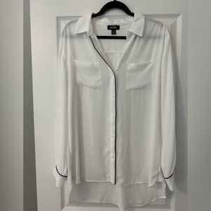 Lord & Taylor white blouse with black detailing
